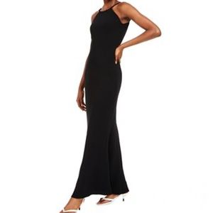 CALVIN KLEIN, Open Back Halter Gown Dress